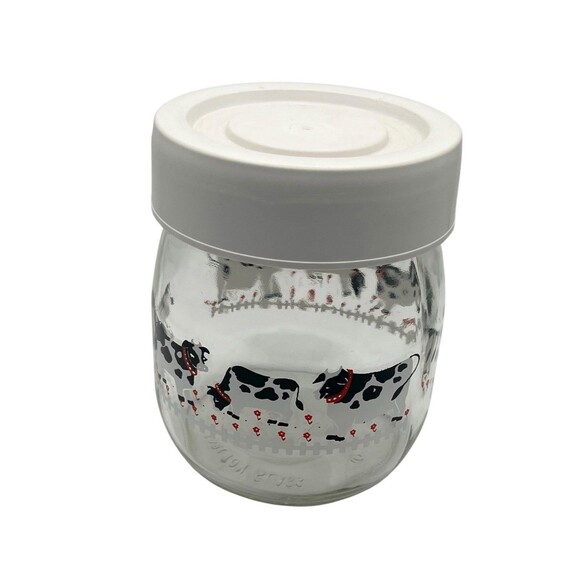 Vintage Cows Farmhouse Carlton Glass Jar Container 3/4 L - Picture 1 of 4